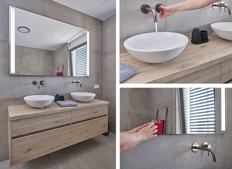 Dubbele wastafel en moderne design kraan badkamer